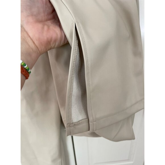 ZARA Faux Leather Super High Rise Slim Flare Pants Slit Size 2 34 Long Beige - Picture 11 of 14